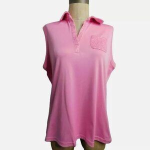 Izod  Pink Cool FX Sequin Embroidered Golf Shirt Sporty Active. Size Women's L